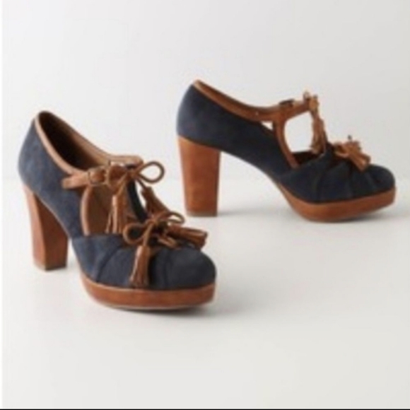 anthropologie MISS ALBRIGHT vintage style heels 8.5 - Picture 1 of 13
